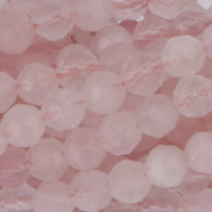Collier quartz rose Brésil AA (perles facettées 3 - 4mm) - 45cm - La Boite à Cailloux