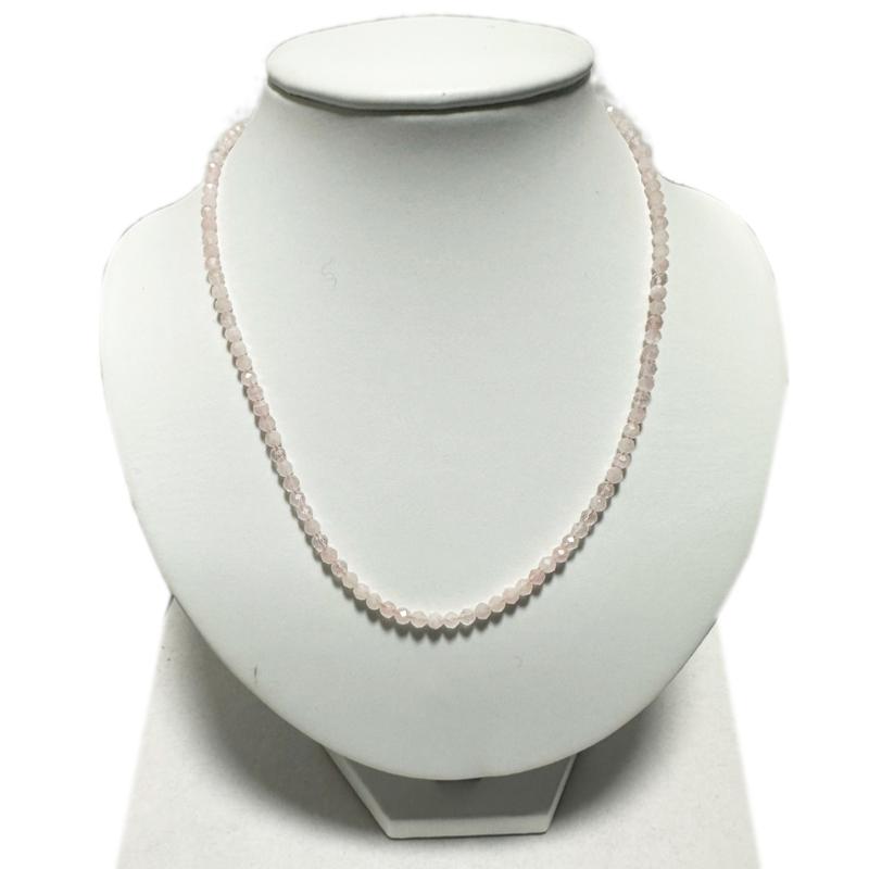 Collier quartz rose Brésil AA (perles facettées 3 - 4mm) - 45cm - La Boite à Cailloux
