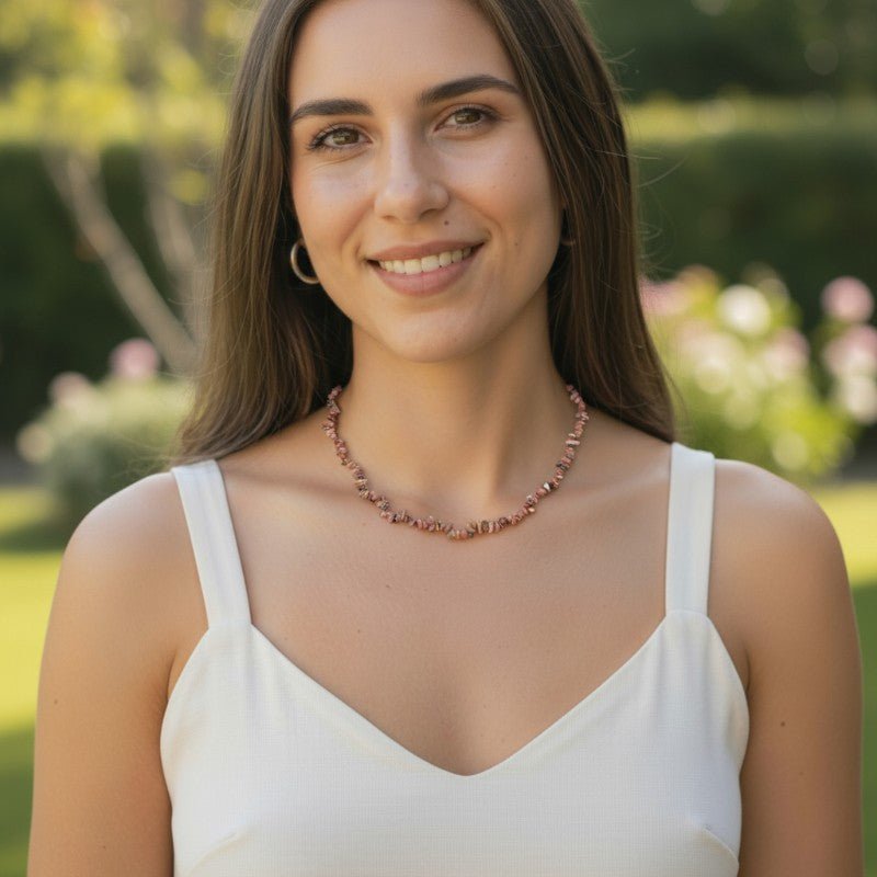 Collier rhodonite Madagascar A (perles baroques) - 45cm - La Boite à Cailloux