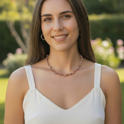Collier rhodonite Madagascar A (perles baroques) - 45cm - La Boite à Cailloux