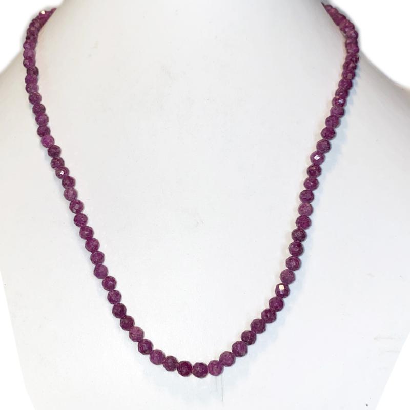 Collier rubis Inde AA (perles facettées 3 - 4mm) - 45cm - La Boite à Cailloux