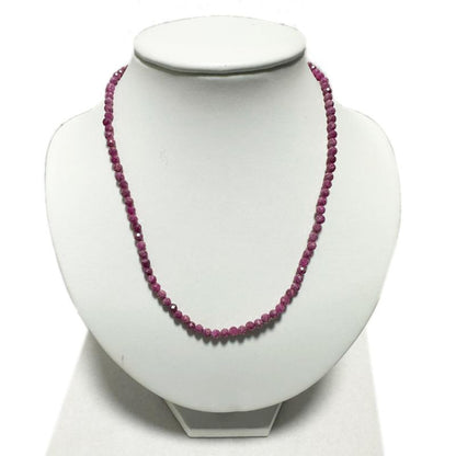 Collier rubis Inde AA (perles facettées 3 - 4mm) - 45cm - La Boite à Cailloux