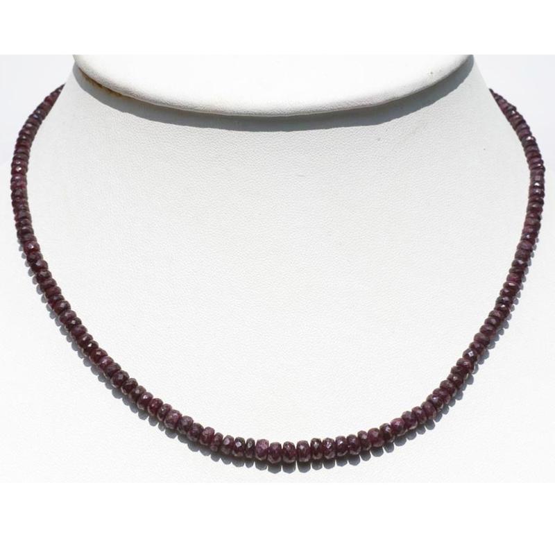 Collier rubis Inde AA (perles facettées) - 45 - 50cm - La Boite à Cailloux