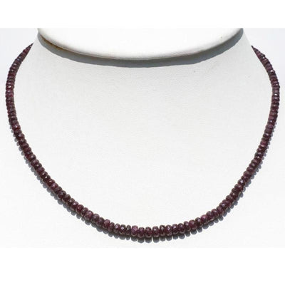 Collar de rubí indio AA (cuentas facetadas) - 45-50 cm
