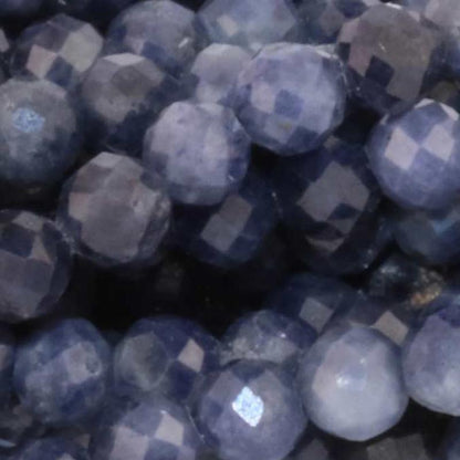 Collier saphir bleu Inde AA (perles facettées 3 - 4mm) - 45cm - La Boite à Cailloux