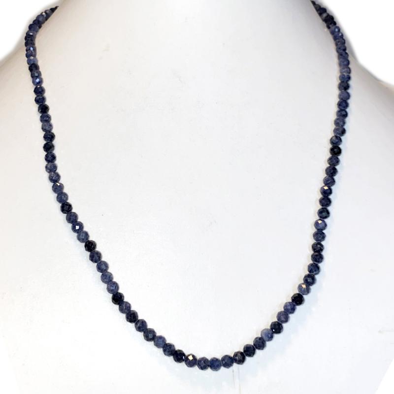 Collier saphir bleu Inde AA (perles facettées 3 - 4mm) - 45cm - La Boite à Cailloux