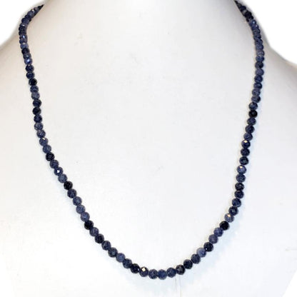 Collier saphir bleu Inde AA (perles facettées 3 - 4mm) - 45cm - La Boite à Cailloux