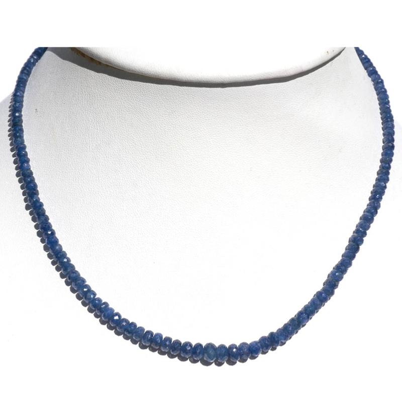 Collier saphir bleu Madagascar AA (perles facettées) - 46cm - La Boite à Cailloux
