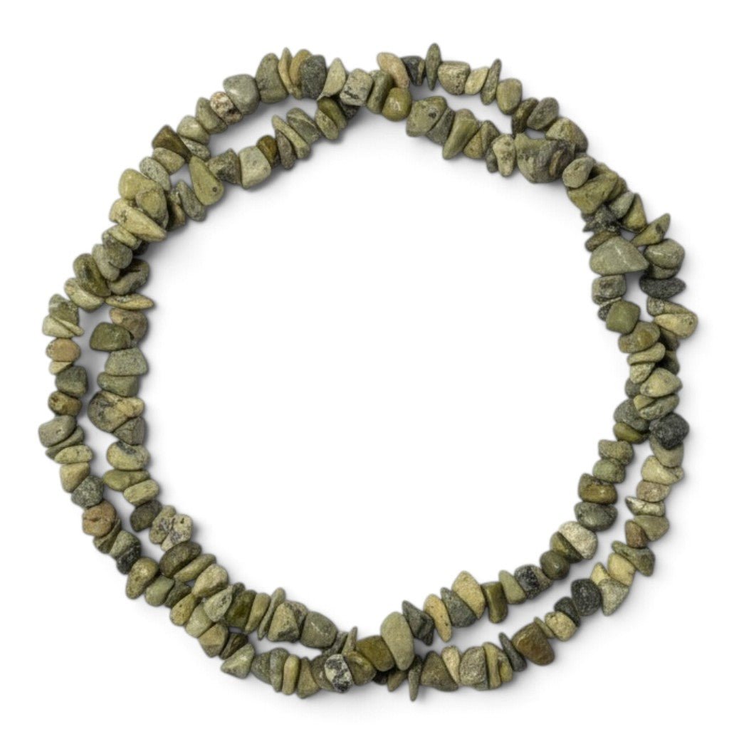 Collier sautoir serpentine Pérou A (perles baroques) - 90cm - La Boite à Cailloux