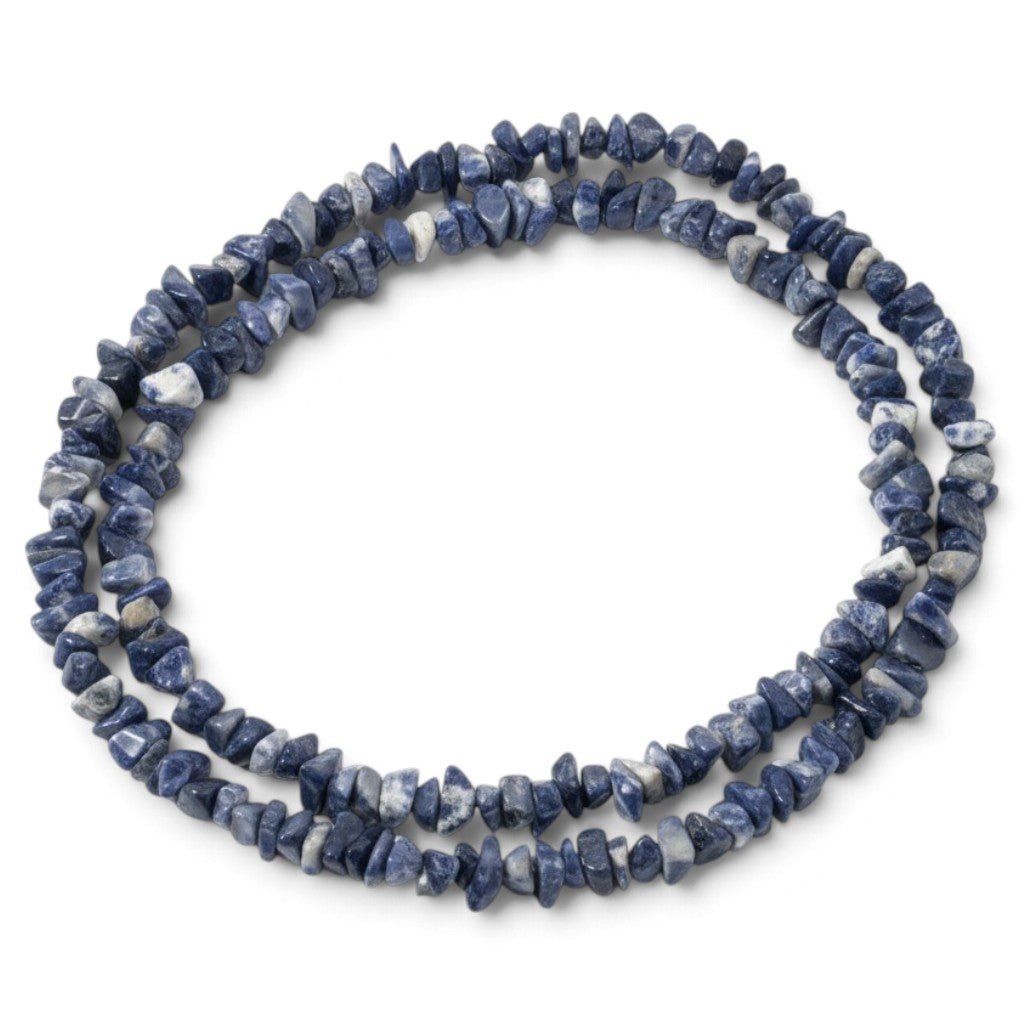 Collier sautoir sodalite Brésil A (perles baroques) - 90cm - La Boite à Cailloux