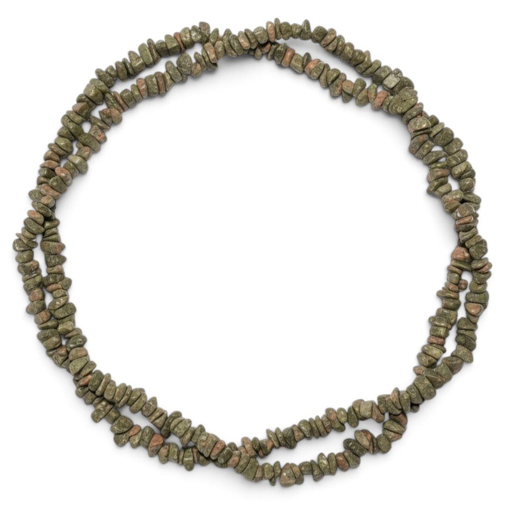 Collier sautoir unakite Afrique du Sud A (perles baroques) - 90cm - La Boite à Cailloux