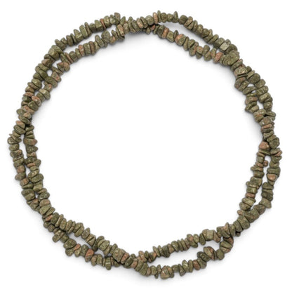Collier sautoir unakite Afrique du Sud A (perles baroques) - 90cm - La Boite à Cailloux
