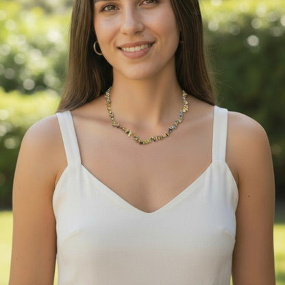 Collier serpentine Pérou A (perles baroques) - 45cm - La Boite à Cailloux