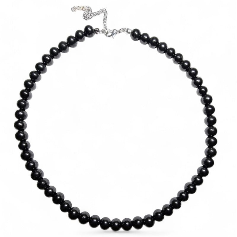 Collier shungite Russie A (boules 5 - 6mm) - 45 - 52cm - La Boite à Cailloux