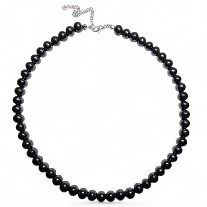 Collier shungite Russie A (boules 5 - 6mm) - 45 - 52cm - La Boite à Cailloux