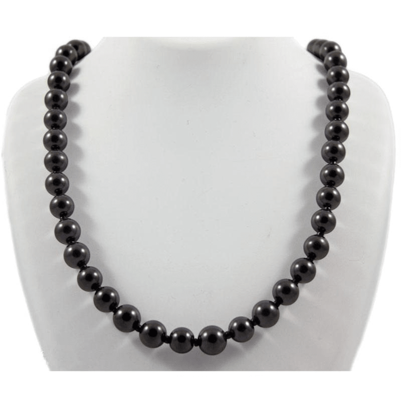 Collier shungite Russie A (boules 7 - 8mm) - 45cm - 50cm - La Boite à Cailloux