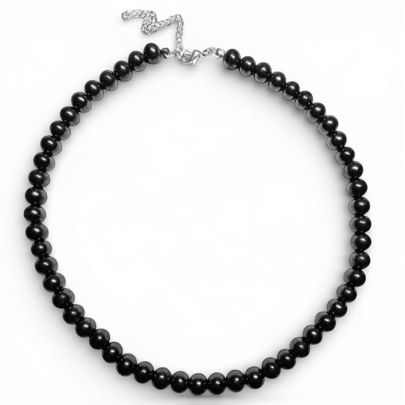 Collier shungite Russie A (boules 7 - 8mm) - 45cm - 50cm - La Boite à Cailloux