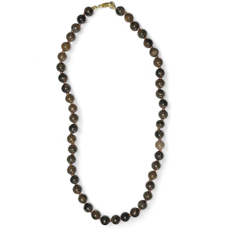 Collier stromatolithe Bolivie A (boules 7 - 8mm) - 45cm - La Boite à Cailloux