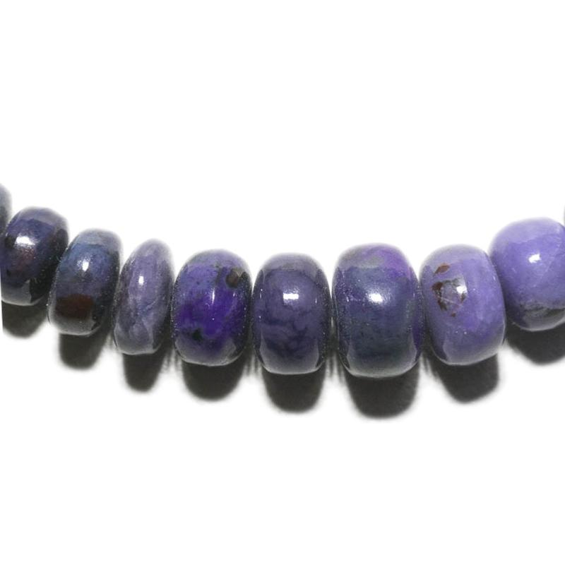 Collier sugilite Afrique du Sud AA (perles bouton) - 45 - 50cm - La Boite à Cailloux
