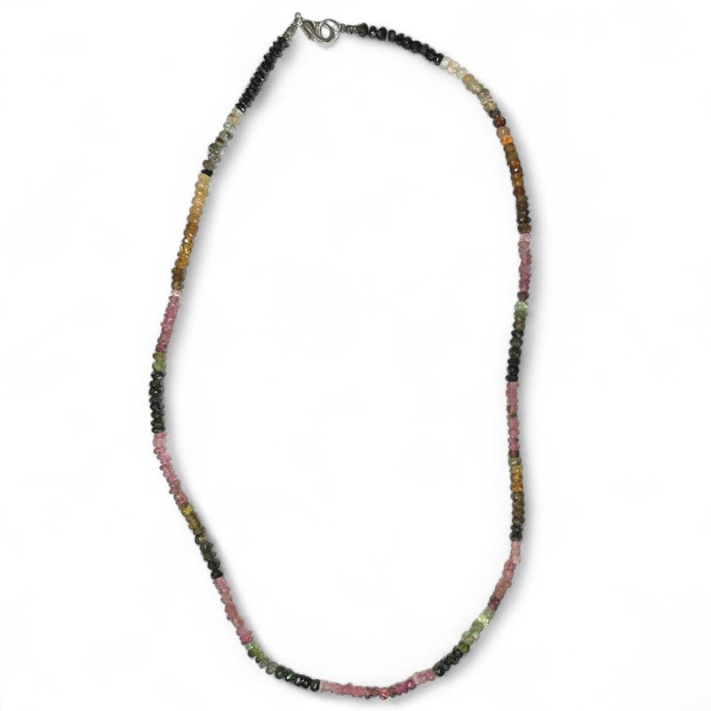 Collier tourmaline multicolore Brésil AA (perles facettées 2 - 3mm) - 45 - 50cm - La Boite à Cailloux
