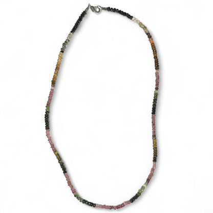 Collier tourmaline multicolore Brésil AA (perles facettées 2 - 3mm) - 45 - 50cm - La Boite à Cailloux