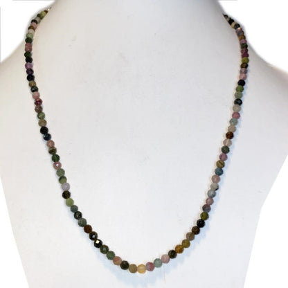 Collier tourmaline multicolore Brésil AA (perles facettées 3 - 4mm) - 45cm - La Boite à Cailloux