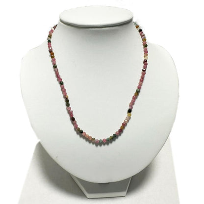 Collier tourmaline multicolore Brésil AA (perles facettées 3 - 4mm) - 45cm - La Boite à Cailloux