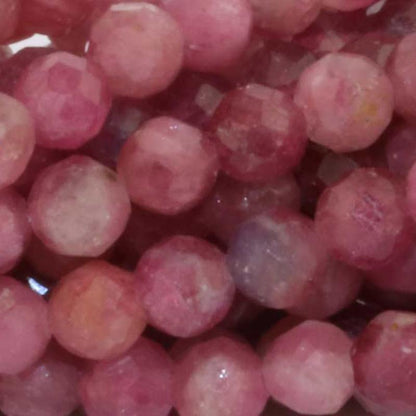 Collier tourmaline rose (rubélite) Brésil AA (perles facettées 3 - 4mm) - 45cm - La Boite à Cailloux