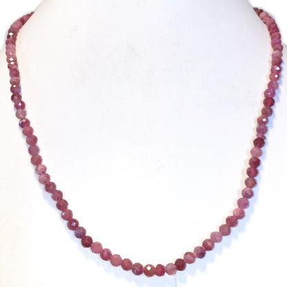 Collier tourmaline rose (rubélite) Brésil AA (perles facettées 3 - 4mm) - 45cm - La Boite à Cailloux
