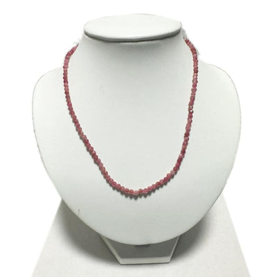Collier tourmaline rose (rubélite) Brésil AA (perles facettées 3-4mm) - 45cm