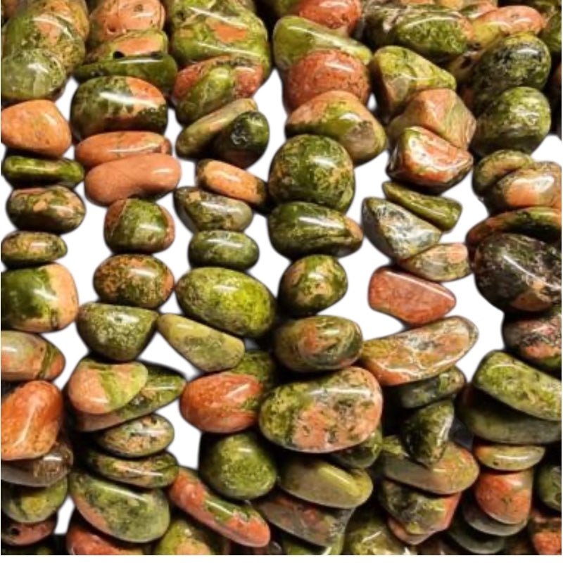 Collier unakite Afrique du Sud A (perles baroques) - 45cm - La Boite à Cailloux