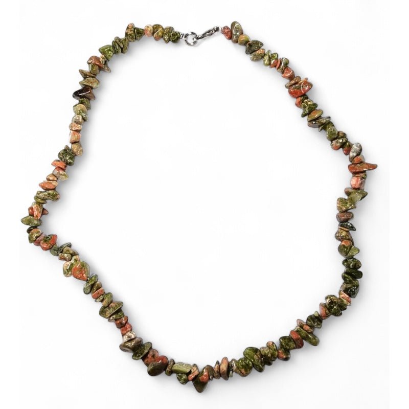 Collier unakite Afrique du Sud A (perles baroques) - 45cm - La Boite à Cailloux