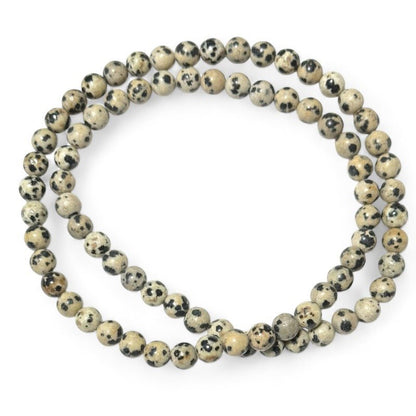 Collier/Bracelet jaspe dalmatien Mexique A (boules 5 - 6mm) - La Boite à Cailloux