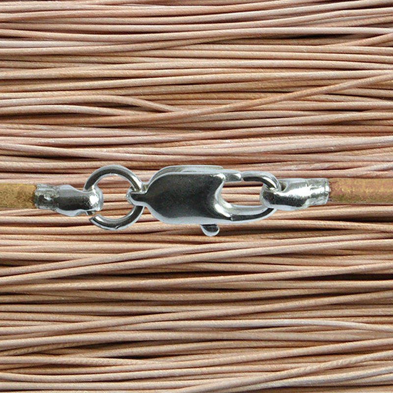 Cordon cuir naturel 1mm attache acier - La Boite à Cailloux