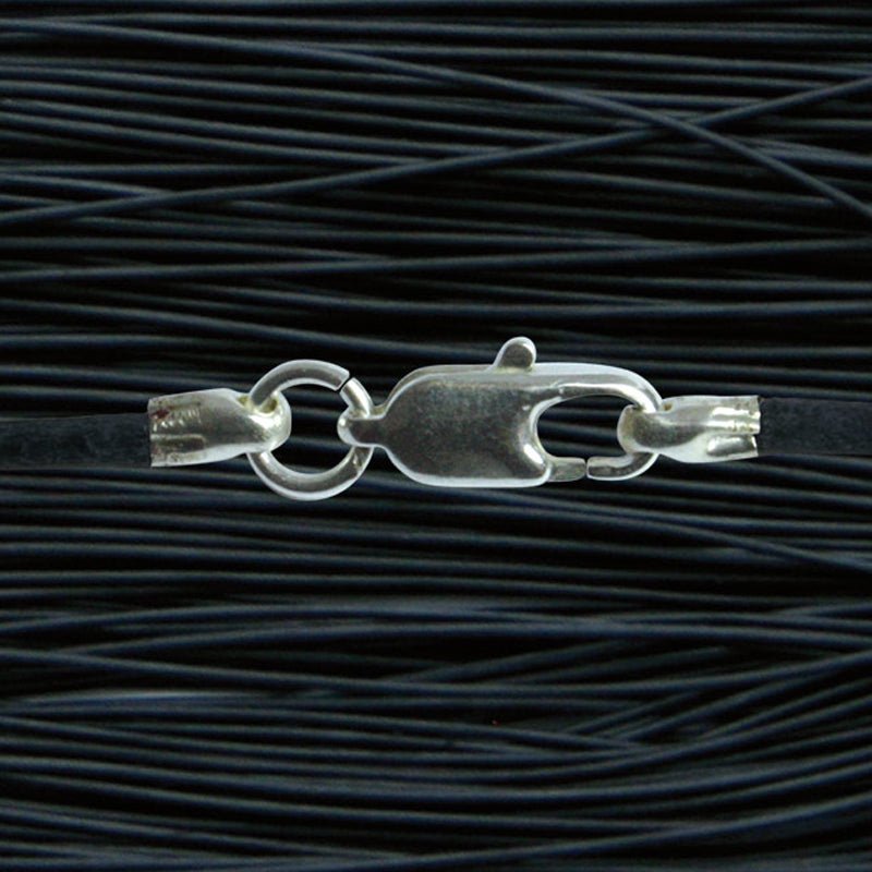 Cordon cuir noir 1mm attache acier - La Boite à Cailloux