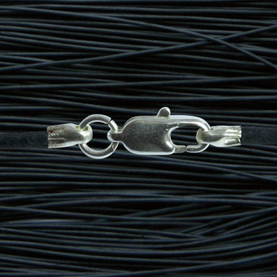 Black leather cord 1mm with steel attachment