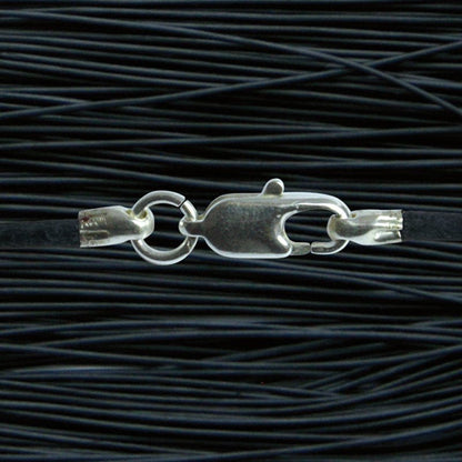 Cordon cuir noir 1mm attache acier - La Boite à Cailloux