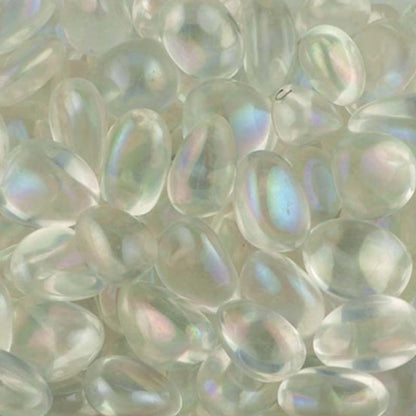 Cristal Angel Aura blanche Brésil A+ (pierre roulée) - La Boite à Cailloux