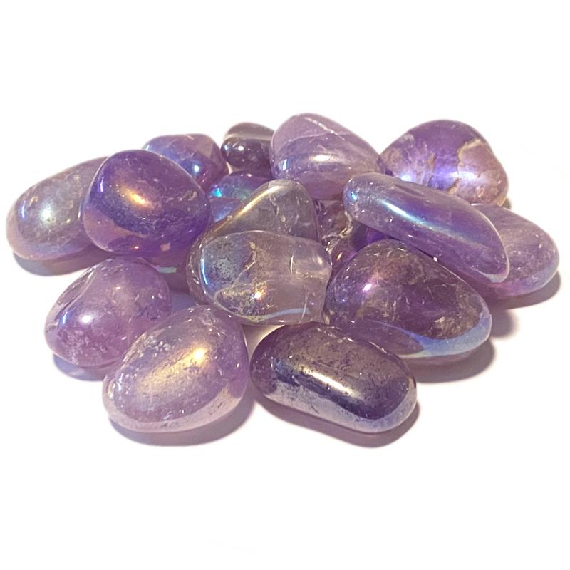 Cristal Angel Aura violet Brésil A (pierre roulée) - La Boite à Cailloux