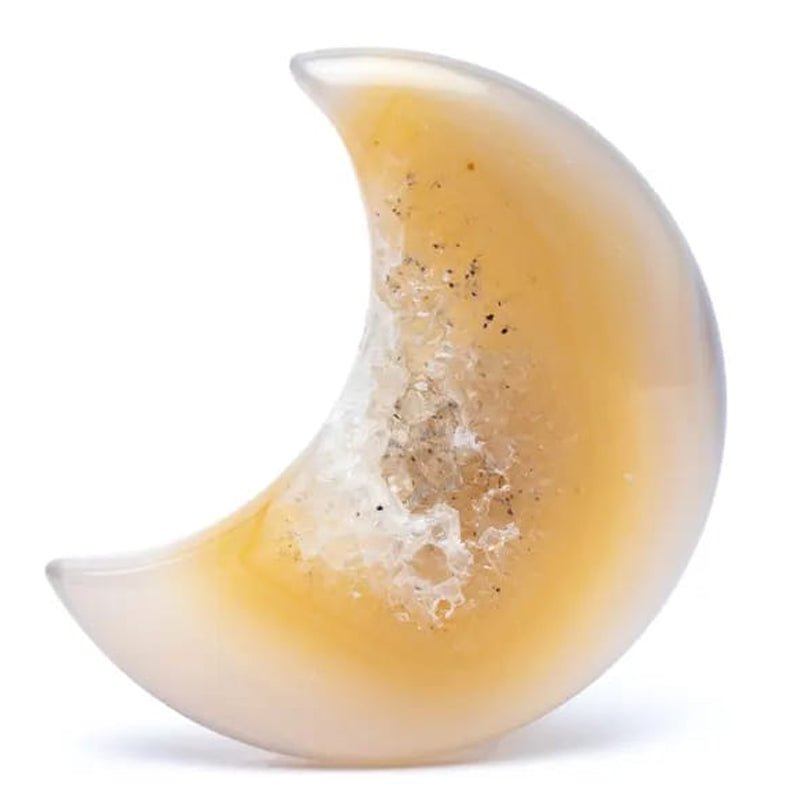 Demi lune agate cristallisée Bérsil A 40mm - La Boite à Cailloux