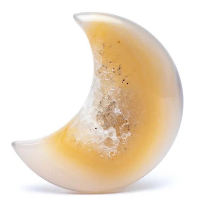 Demi lune agate cristallisée Bérsil A 40mm - La Boite à Cailloux