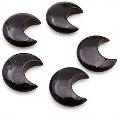 Demi lune obsidienne noire Mexique A 30mm - La Boite à Cailloux