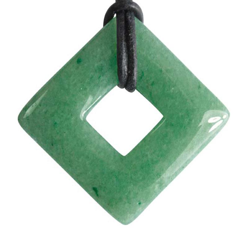 Donut carré 28 - 30mm aventurine verte Brésil A - La Boite à Cailloux
