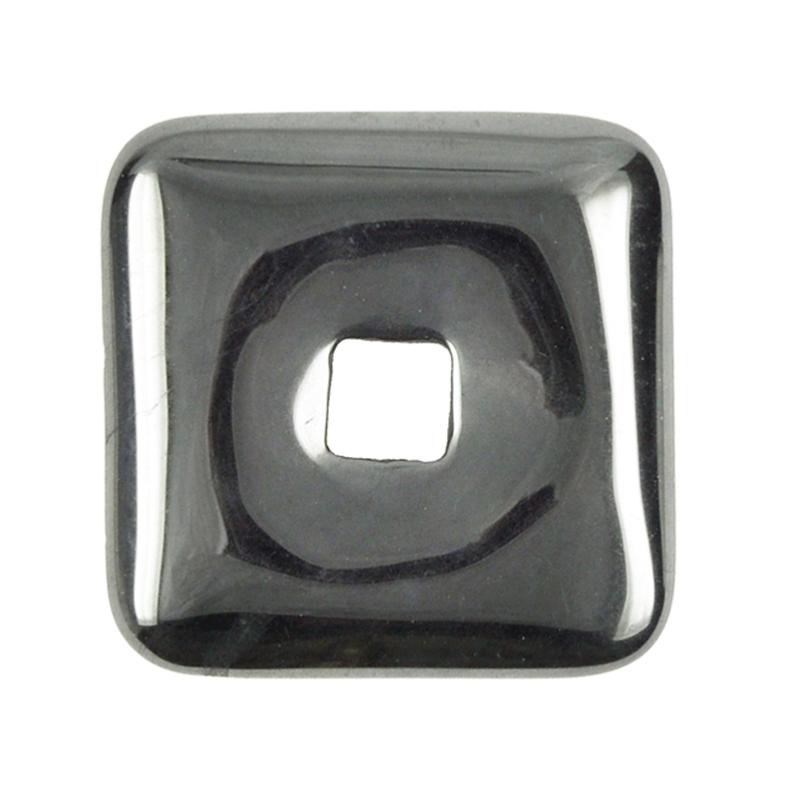 Donut carré 28 - 30mm hématite Brésil A - La Boite à Cailloux