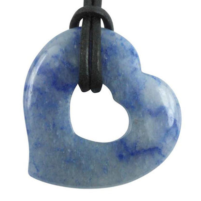 Donut coeur 30mm aventurine bleue ou quartz bleu Brésil A - La Boite à Cailloux