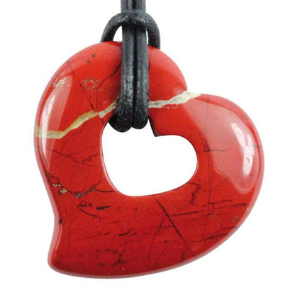Donut coeur 30mm jaspe rouge Afrique du Sud A - La Boite à Cailloux