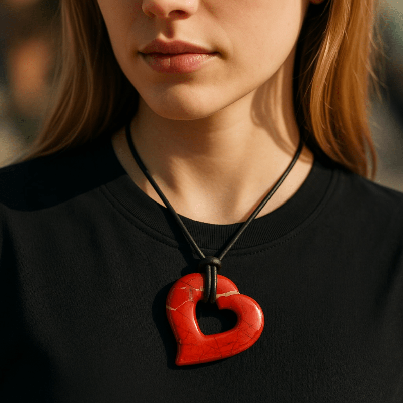 Donut coeur 30mm jaspe rouge Afrique du Sud A - La Boite à Cailloux