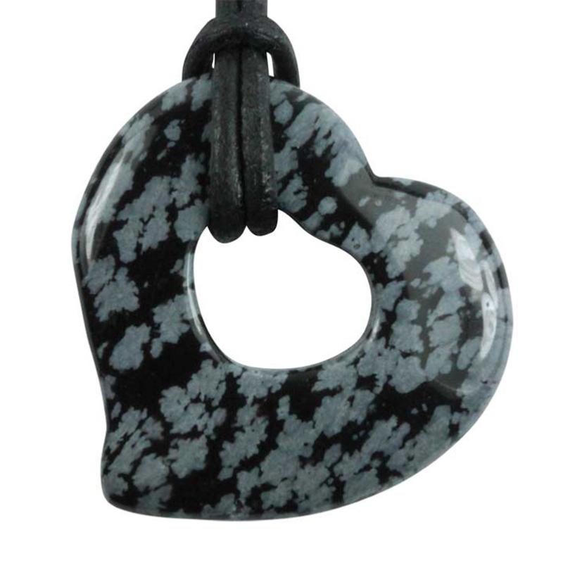 Donut coeur 30mm obsidienne neige Mexique A - La Boite à Cailloux
