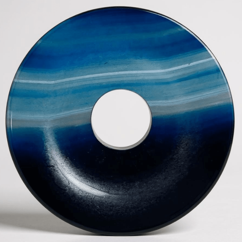 Donut ou PI Chinois agate teintée bleue Brésil A - La Boite à Cailloux