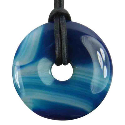 Donut ou PI Chinois agate teintée bleue Brésil A - La Boite à Cailloux